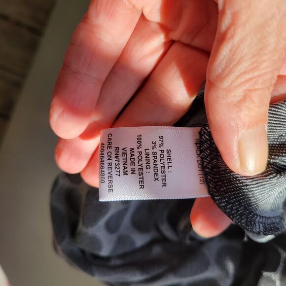 Dress Size 12 Women Asymmetric Polka Dot Fit & Flare Black‎ Vintage - Picture 5 of 9